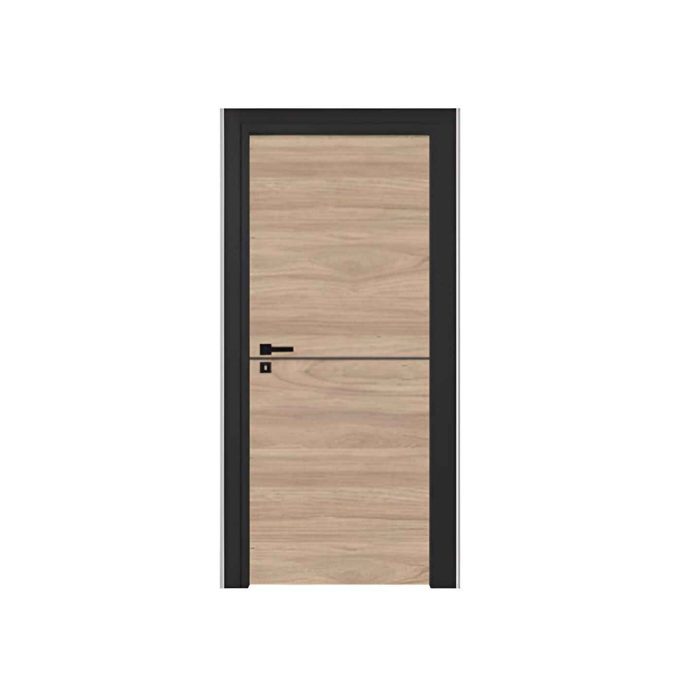 Porta interna Industrial effetto rovere chiaro con inserto e telaio nero