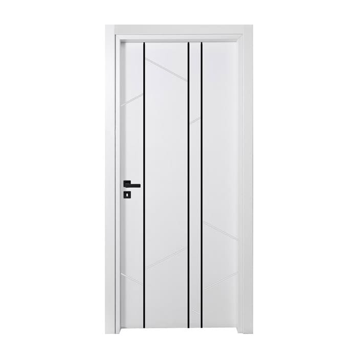 Porta interna laccata bianca con linee verticali nere