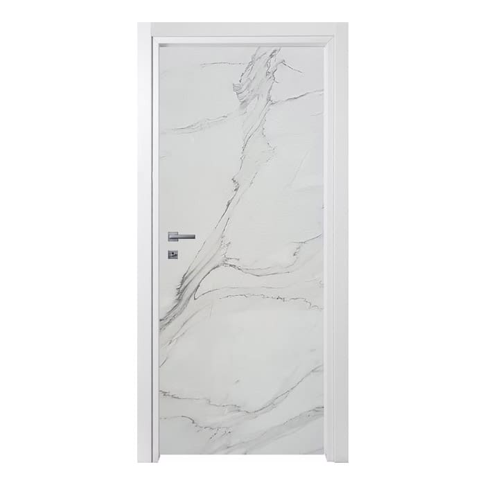 Porta interna in laminato effetto marmo bianco venato